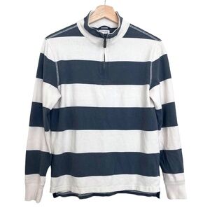 CREWCUTS by J CREW Rugby Striped 1/4 Zip Pullover Cotton Shirt